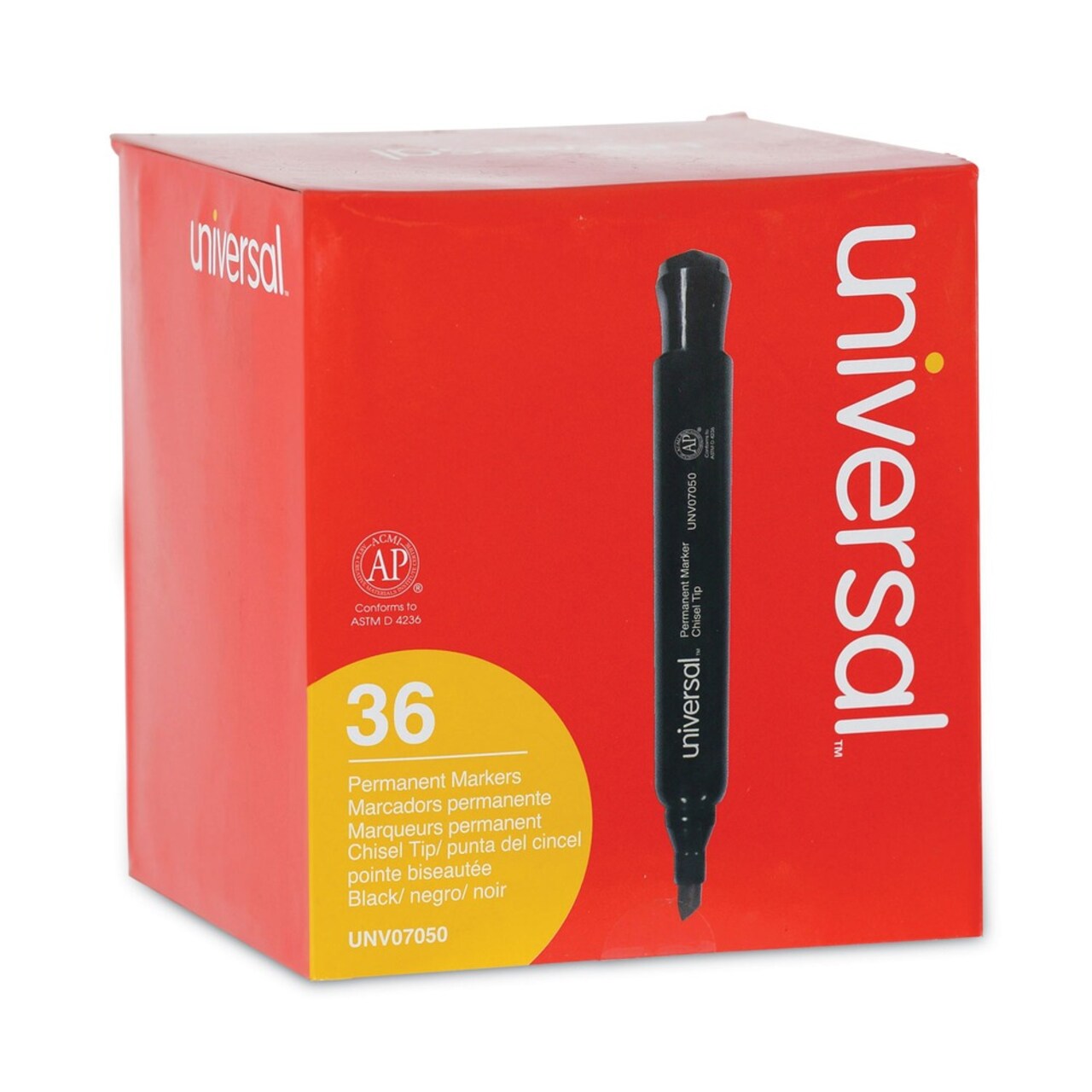 Universal Broad Chisel Tip Permanent Marker - Black (36/Pack)